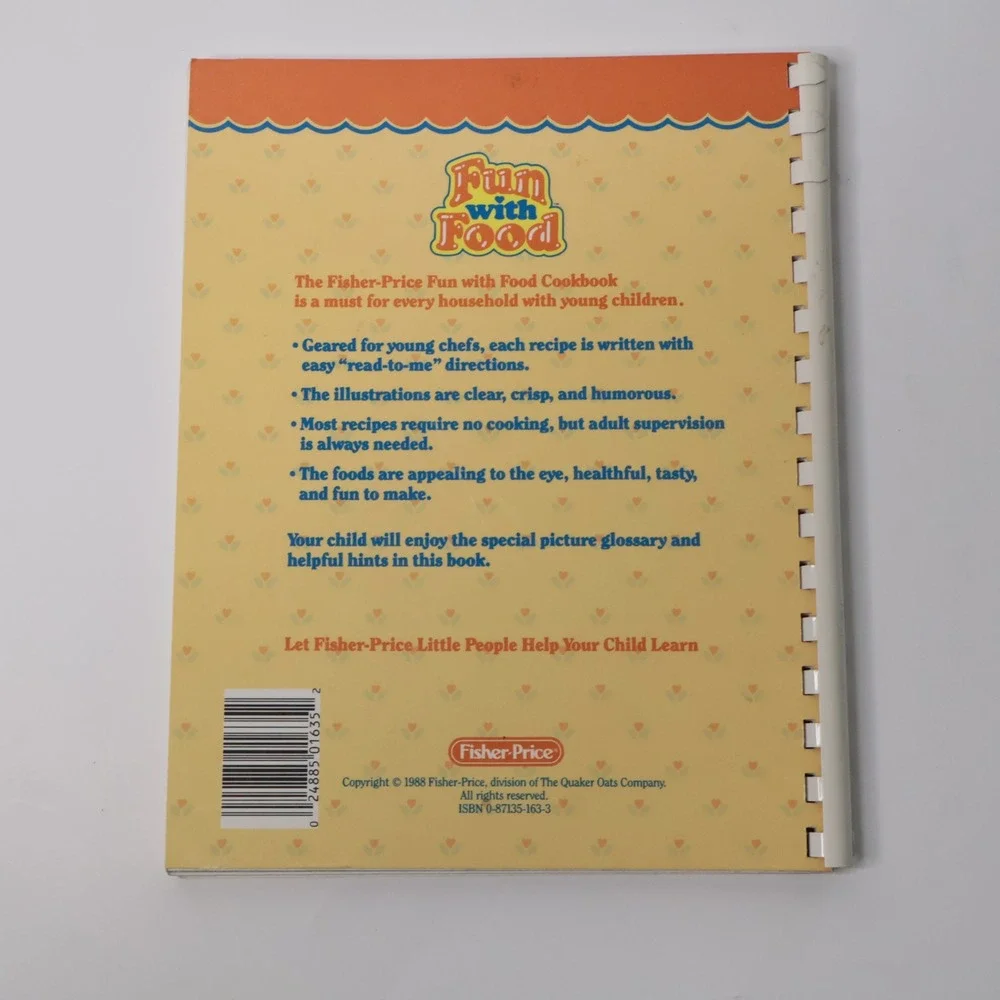 Vintage 1988 Fisher Price Fun with Food Cookbook Kids Retro Spiral‎ Bound 80s